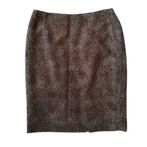Vintage Charles Gray London Brown Leopard Animal Print Wool Blend Pencil Skirt